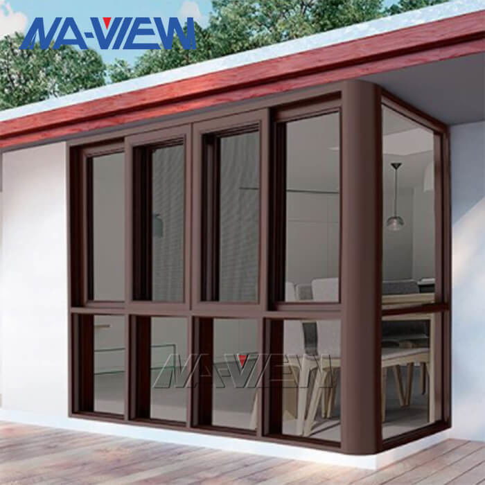 Guangdong NAVIEW καλύτερο πάτωμα αλουμινίου τιμών ανώτατων παραθύρων στο οριζόντιο γλιστρώντας παράθυρο σχεδίου φωτογραφικών διαφανειών ξύλινο προμηθευτής