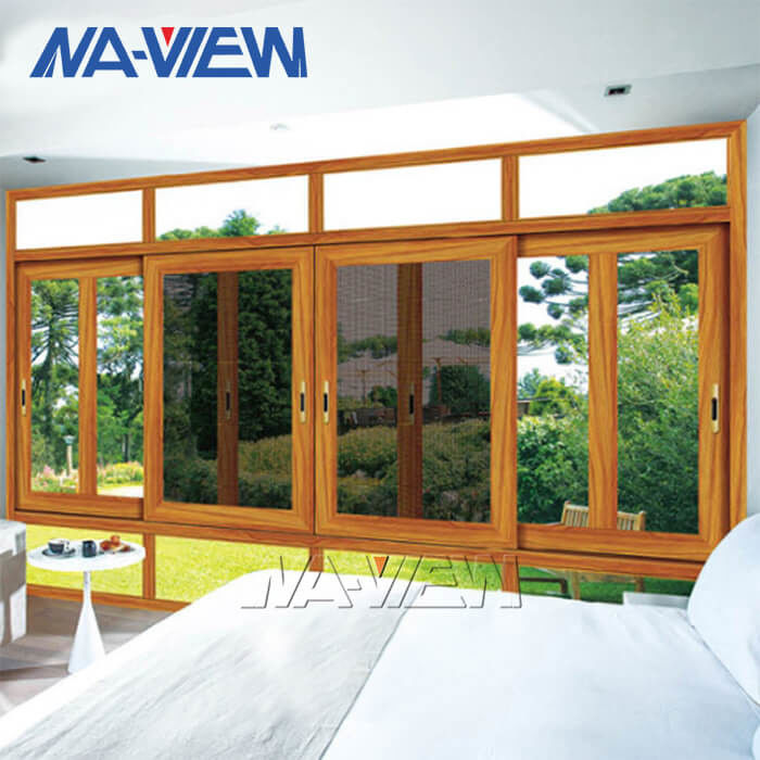 Guangdong NAVIEW ξύλινο σύστασης αργιλίου γλιστρώντας παράθυρο γυαλιού πλαισίων οριζόντιο προμηθευτής