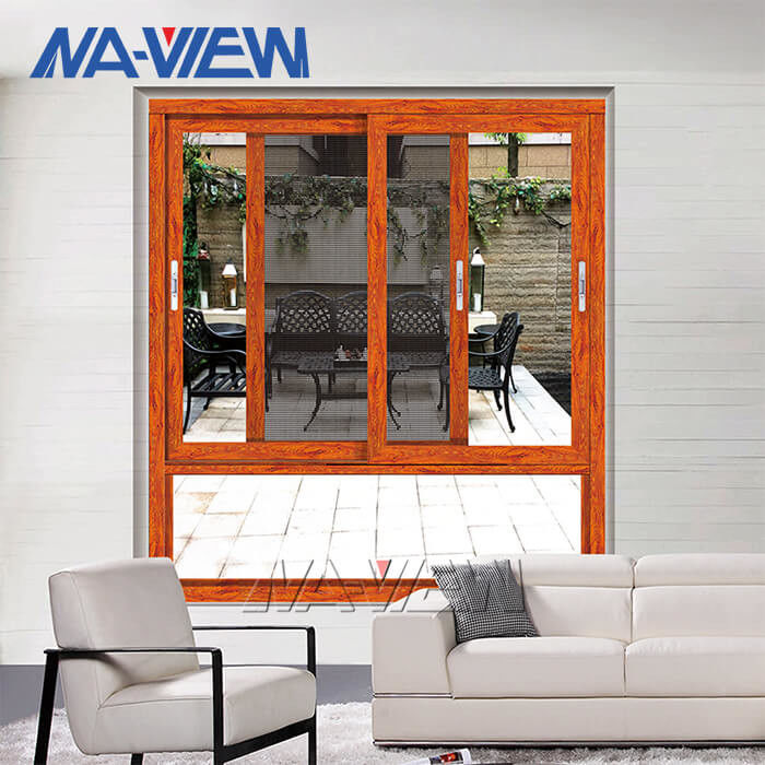Guangdong NAVIEW τυποποιημένο γλιστρώντας παράθυρο αλουμινίου χρώματος συνήθειας ξύλινο προμηθευτής